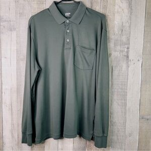 Lands End Traditional Fit Large 42-44 Dark Green 3 Button Polo Shirt w/P…